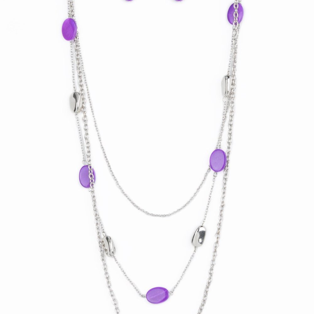 Barefoot and Beachbound - Purple Necklace and Earrings Set